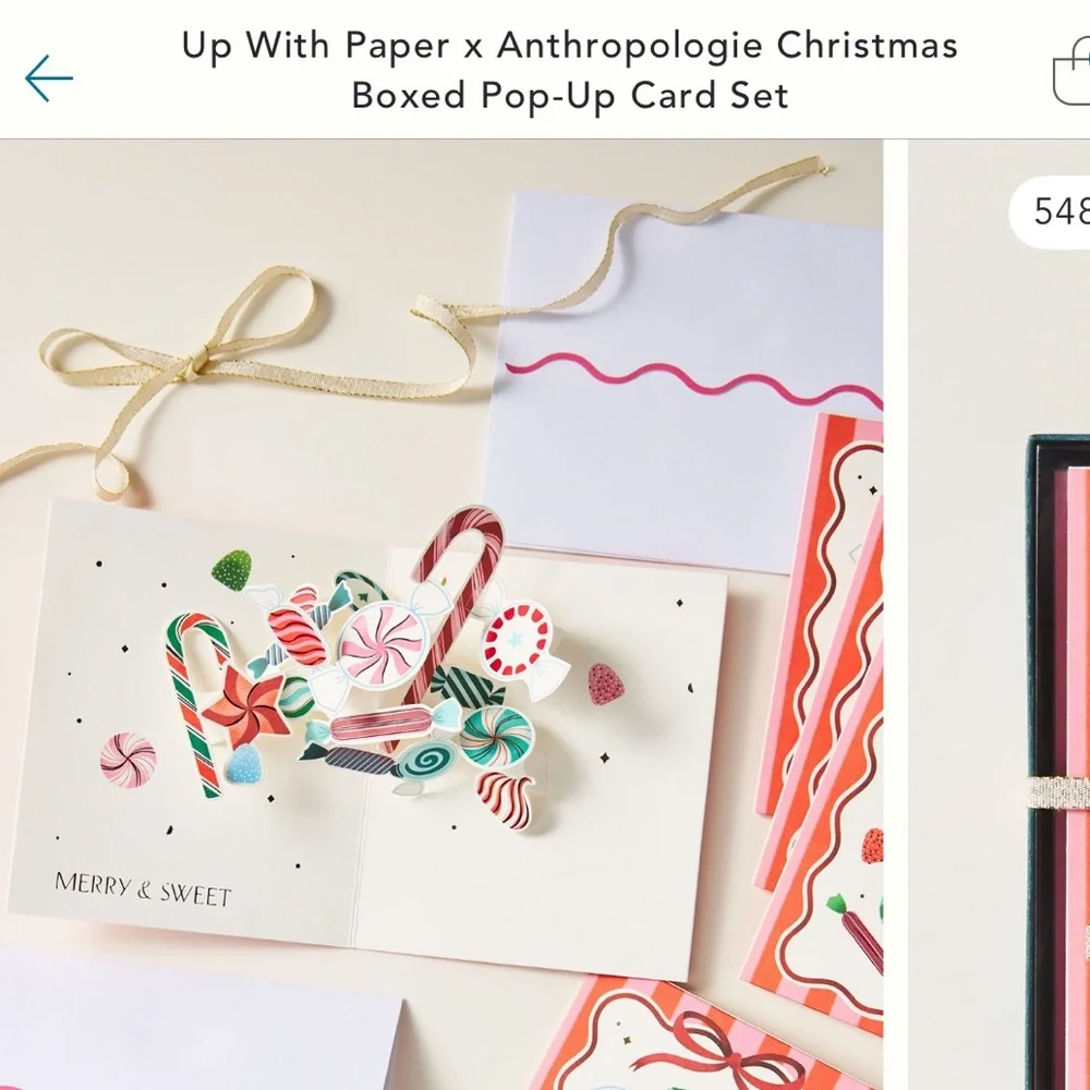 Anthropologie Christmas Festive Candy Pop-Up Card Set